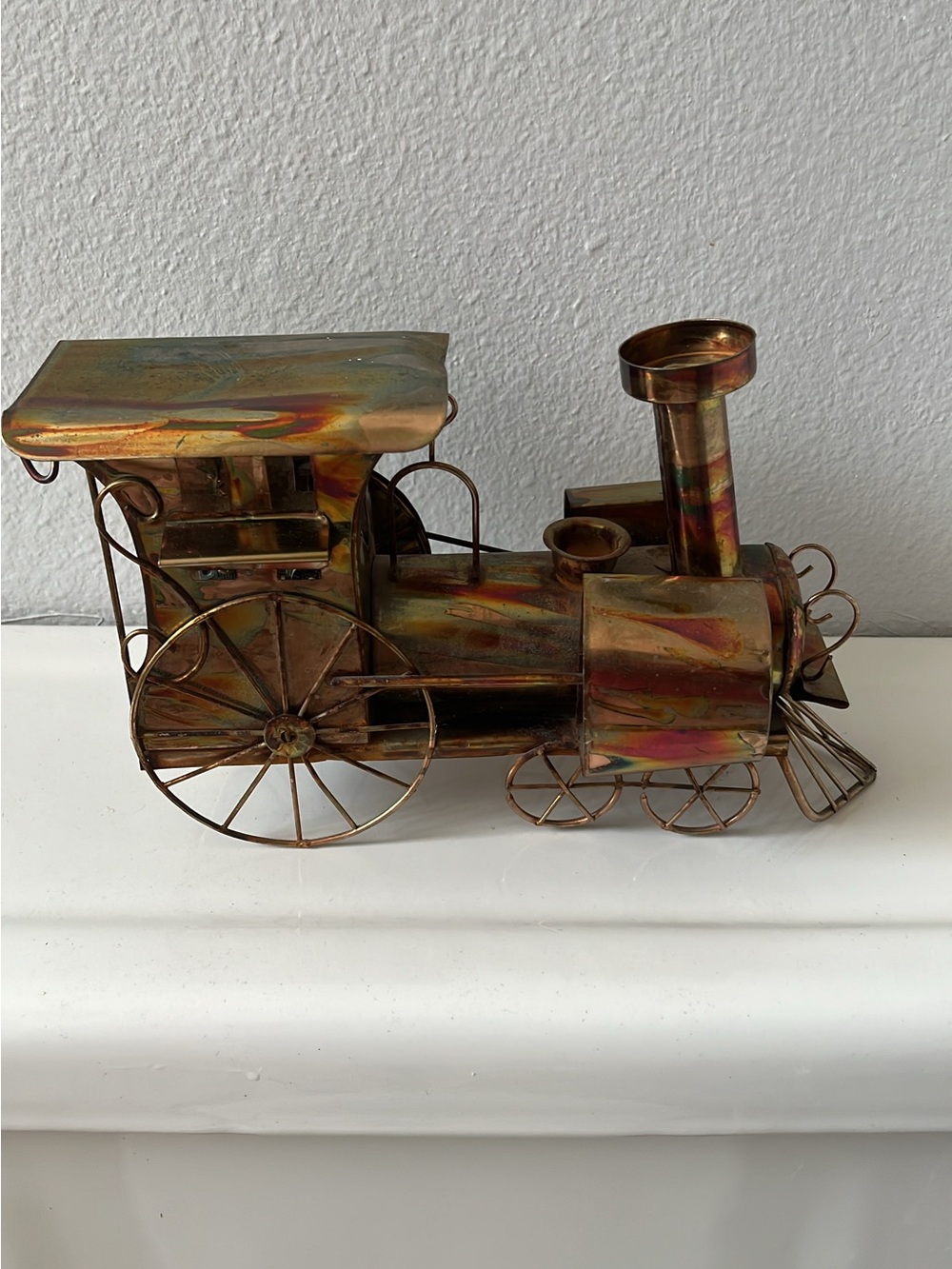 Vintage copper train music box, video added